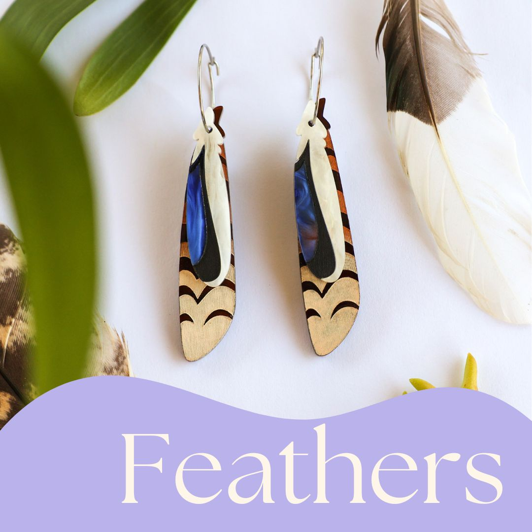 BINKABU Handmade Acrylic Earrings Feathers Collection