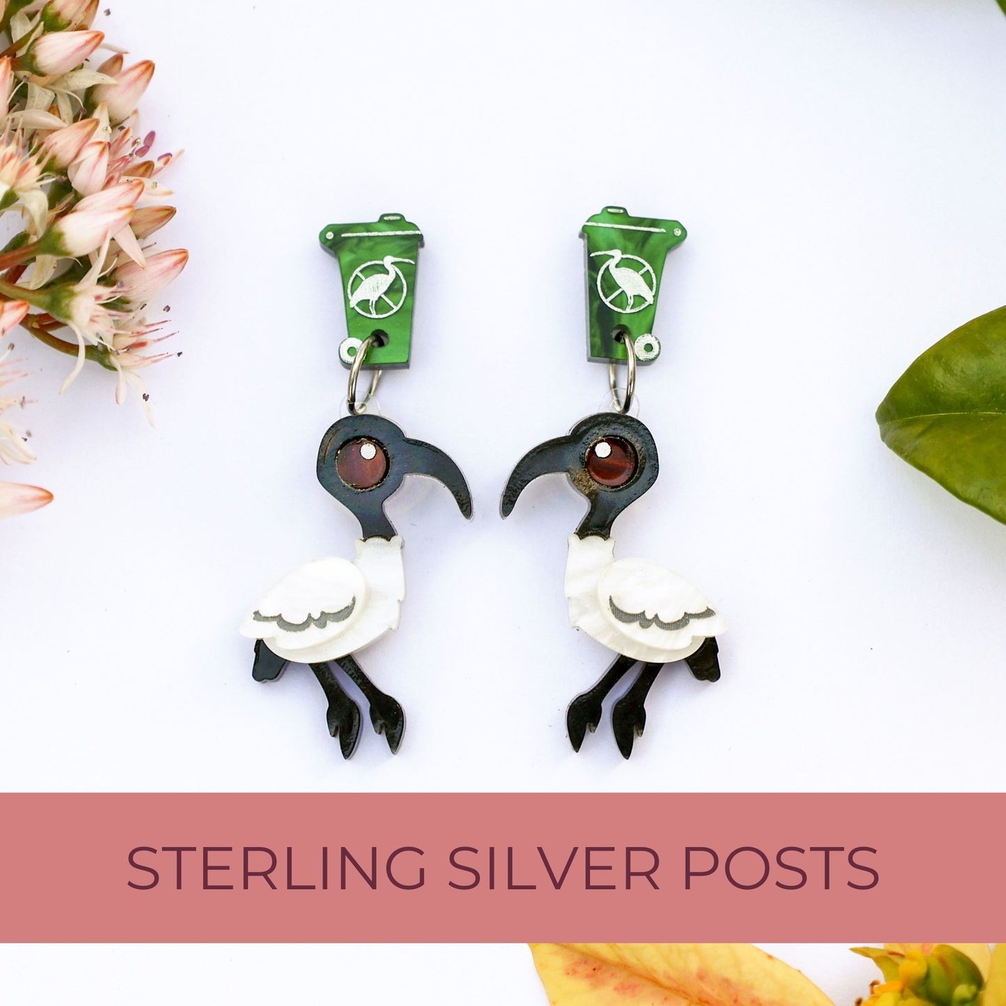 BINKABU Bin Chicken Ibis Handmade Acrylic Earrings