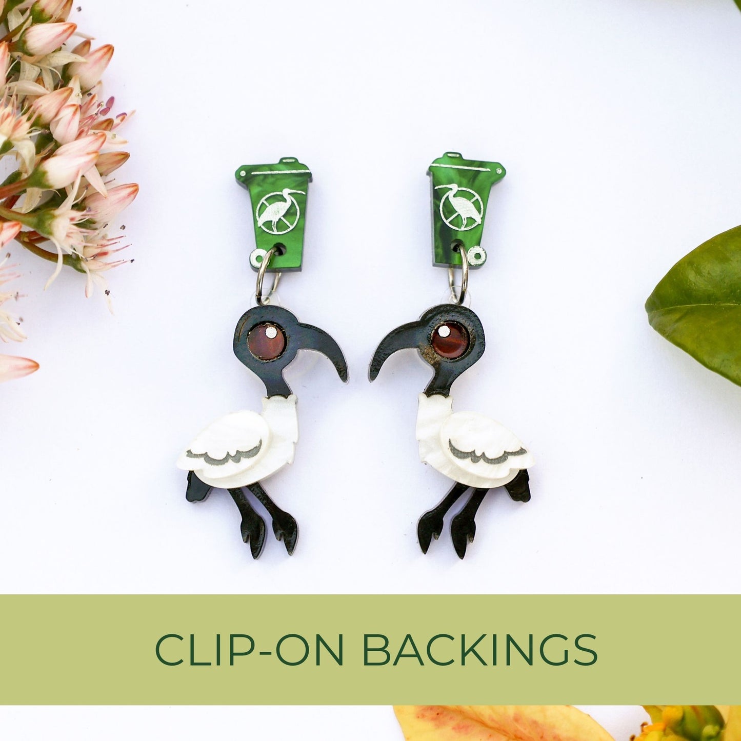 BINKABU Bin Chicken Ibis Handmade Acrylic Earrings