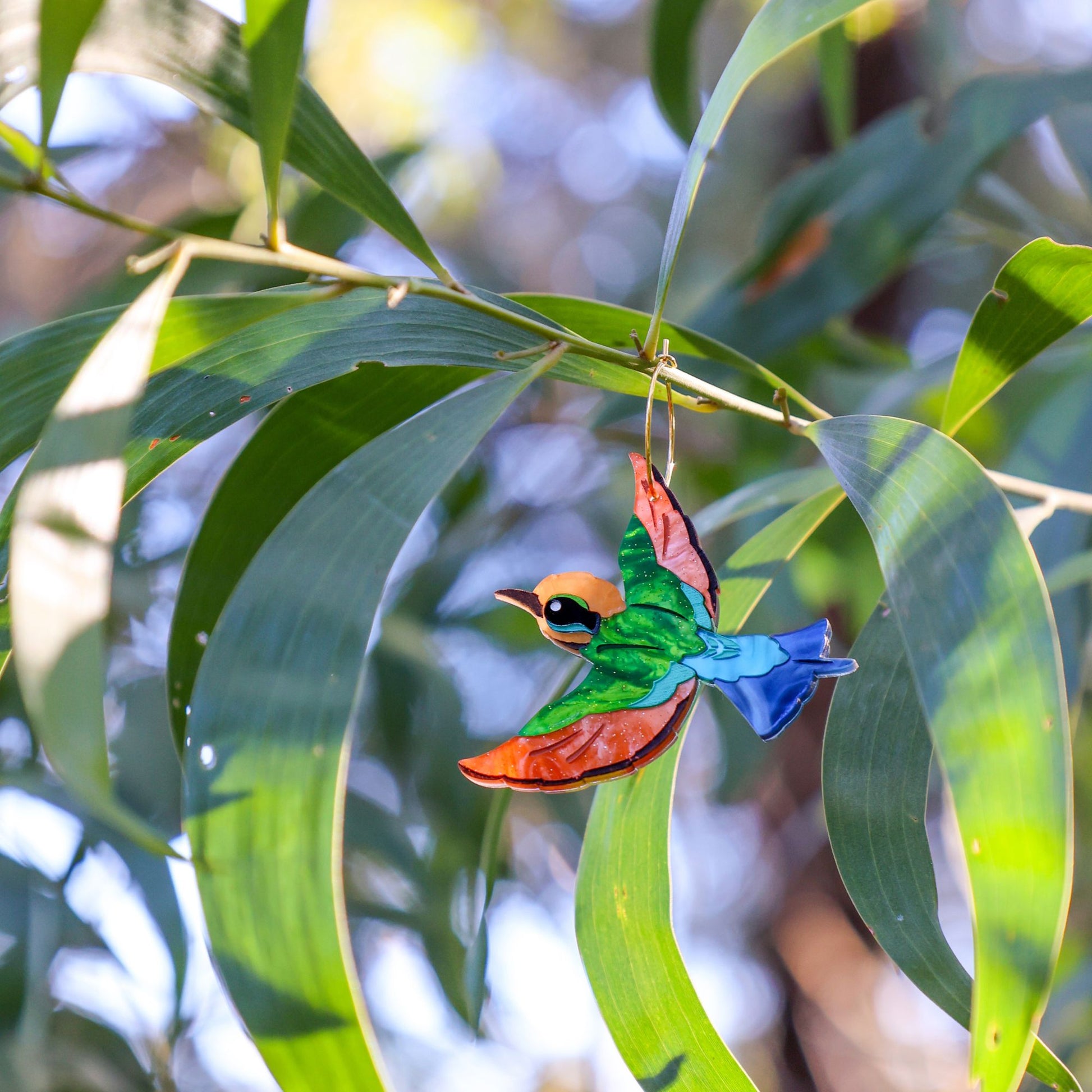 BINKABU Rainbow Bee-Eater handmade acrylic bird earrings