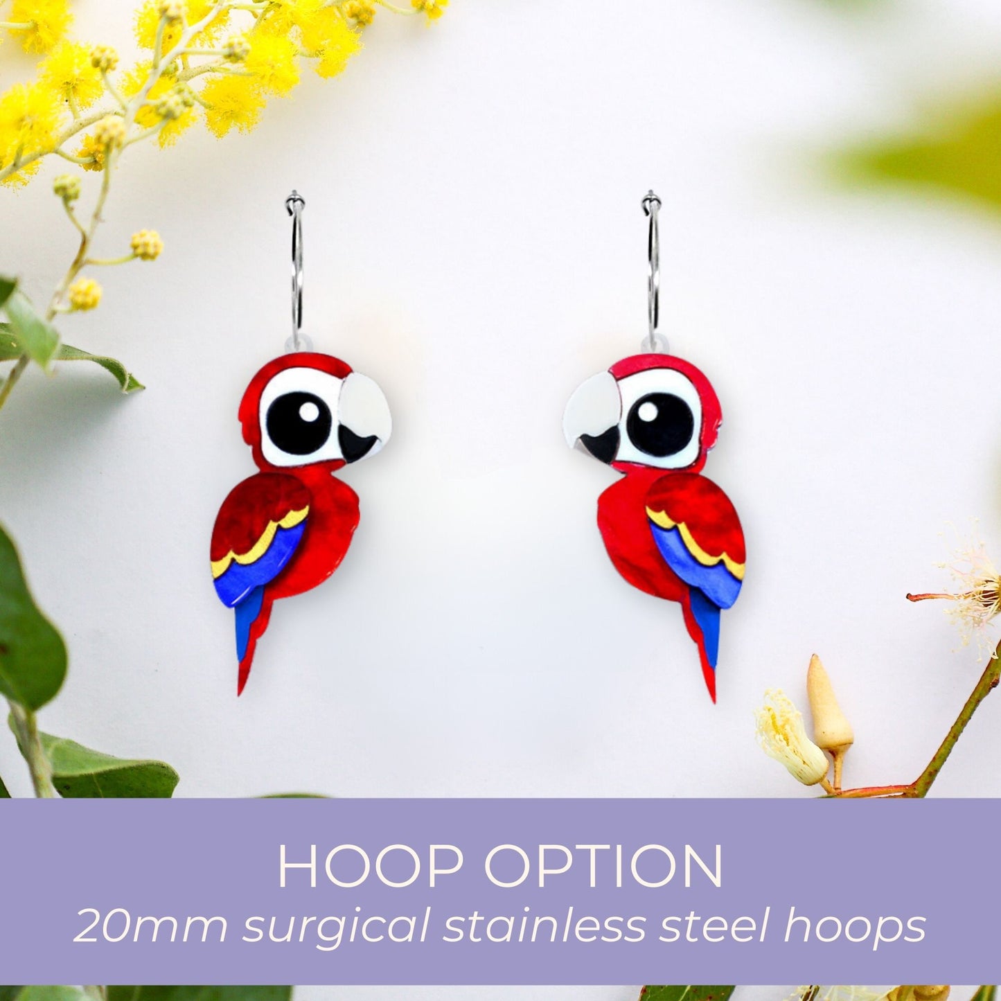 Scarlet Macaw Studs - Statement Bird Earrings