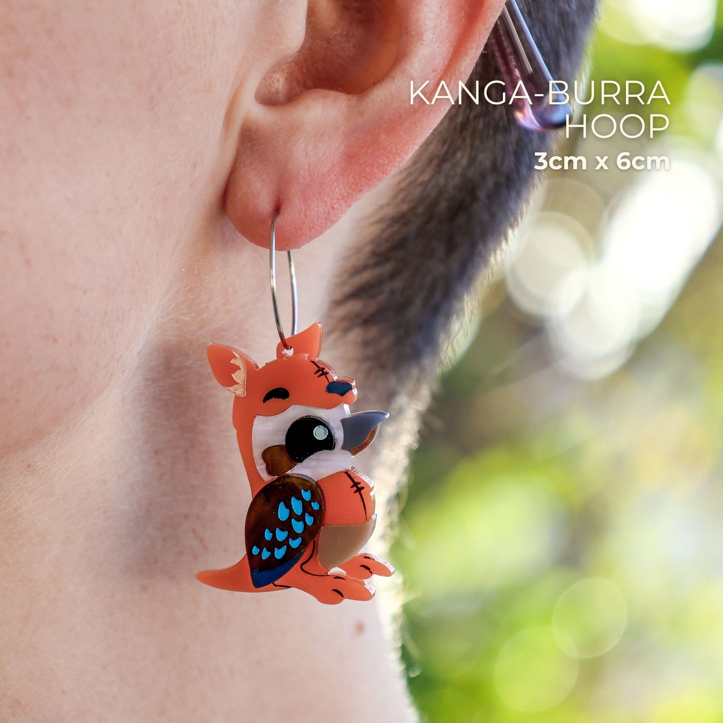 BINKABU Costume Kookaburra Handmade Acrylic Bird Earrings