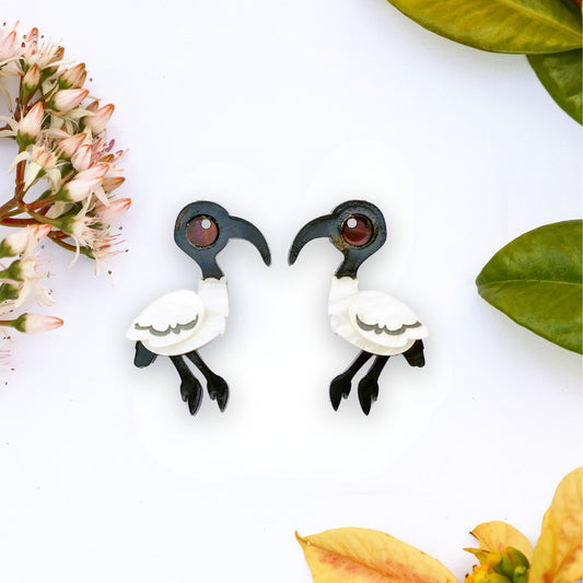 Ibis Studs - Bin Chickens - Statement Bird Earrings