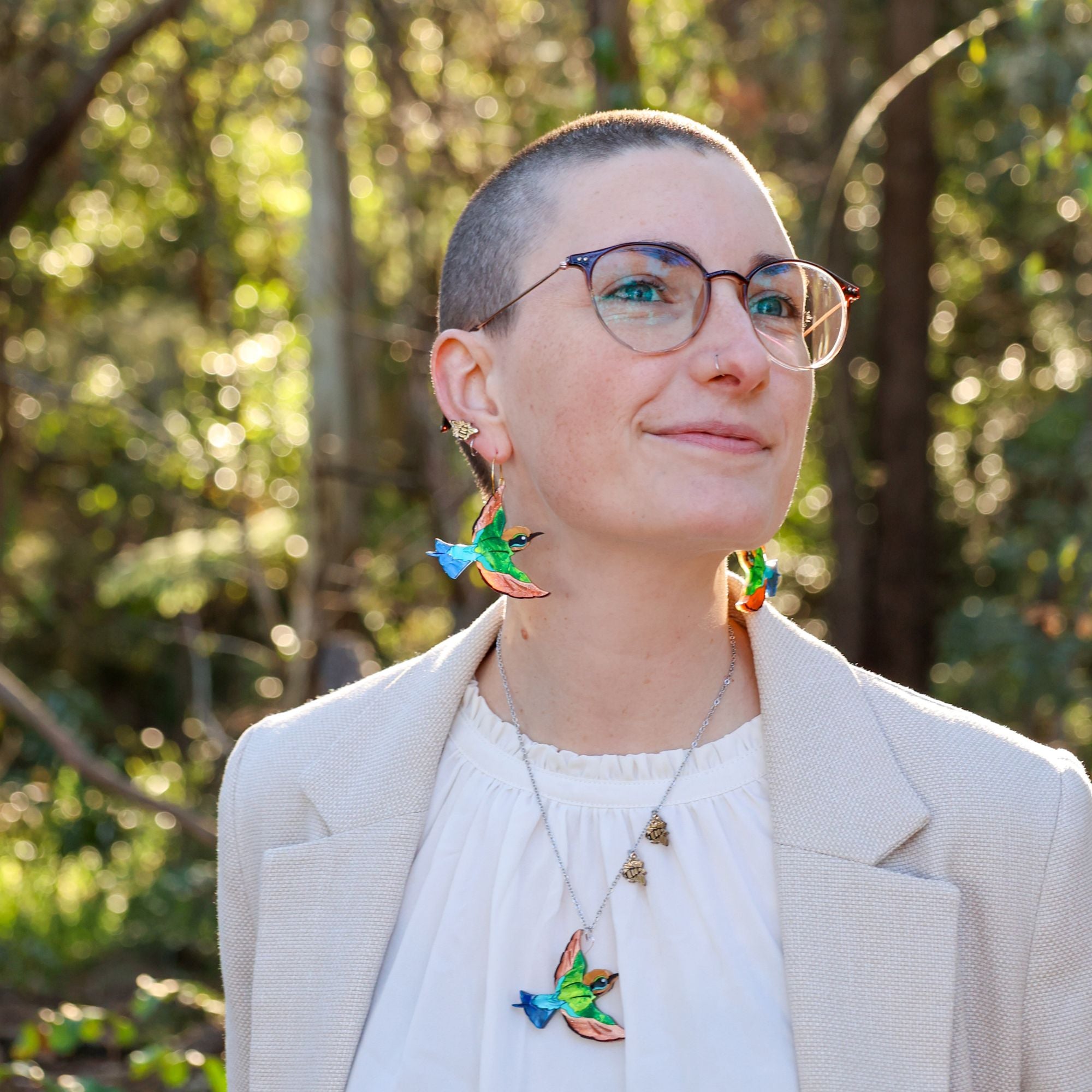 BINKABU Rainbow Bee-Eater handmade acrylic bird earrings