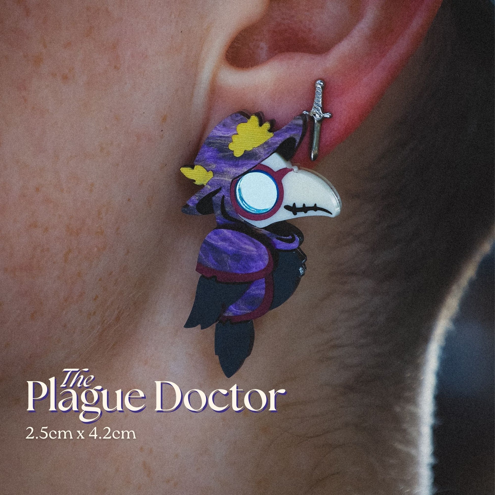 BINKABU Plague Doctor handmade acrylic bird earrings