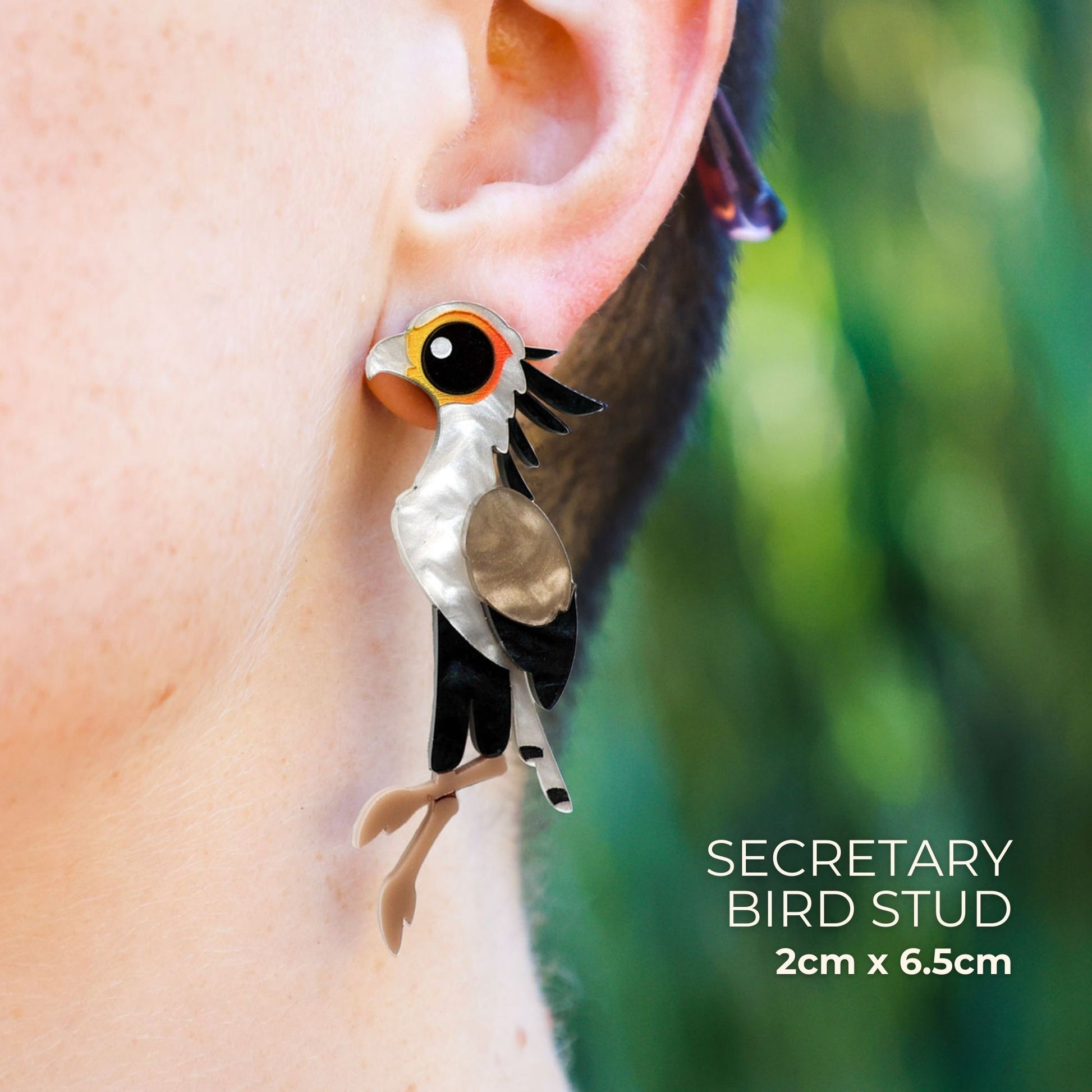 BINKABU Secretary Bird handmade acrylic bird earrings