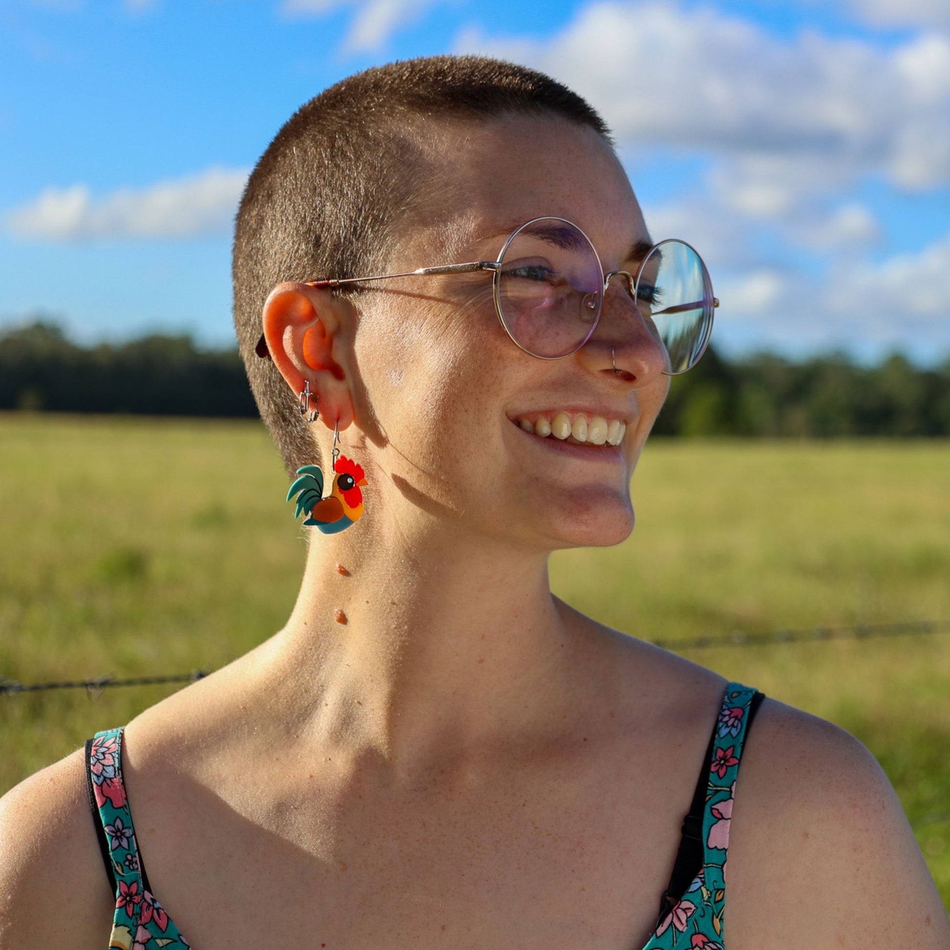 BINKABU Rooster Handmade Acrylic Bird Earrings