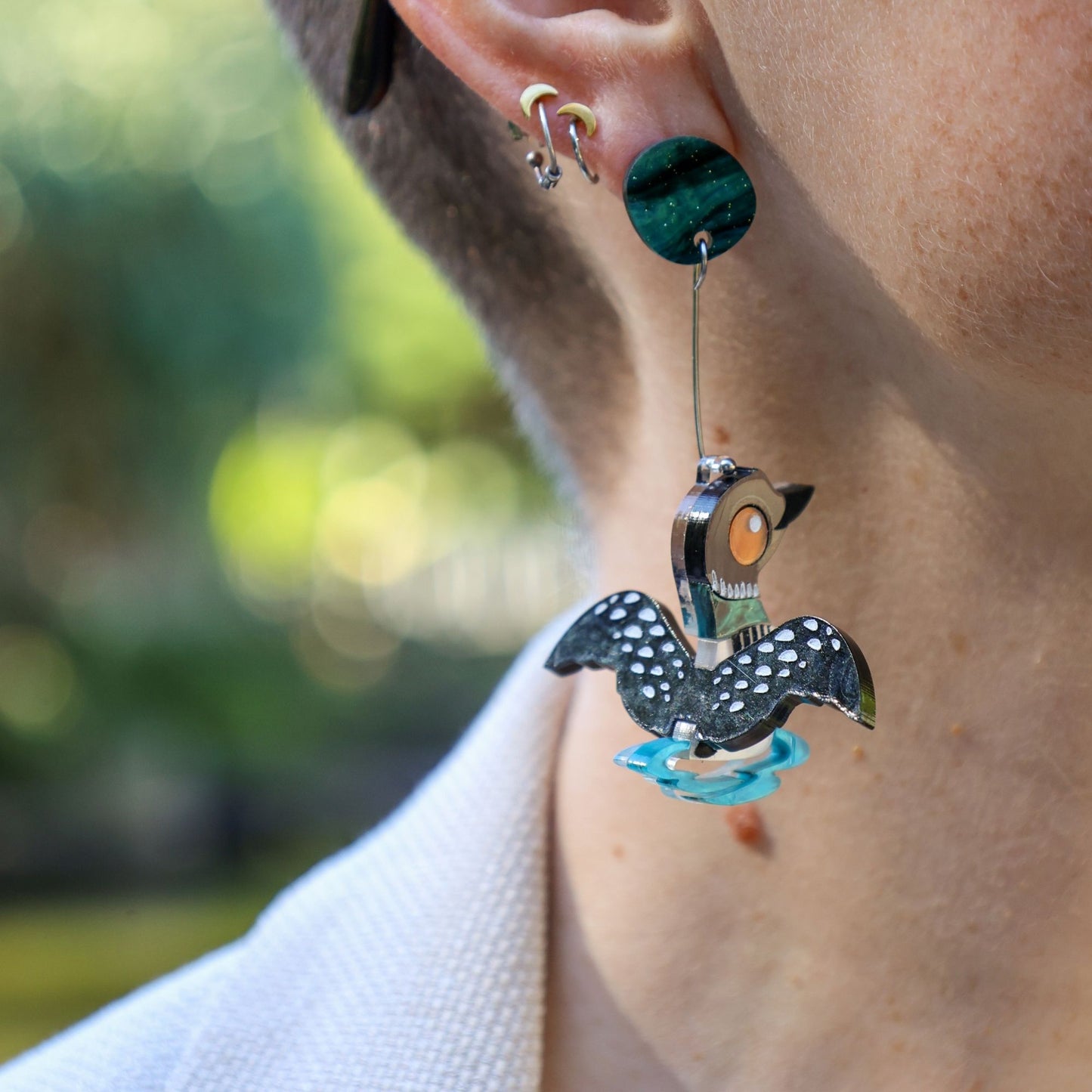 Common Loon 3D Dangles - North American Acrylic Bird Earrings