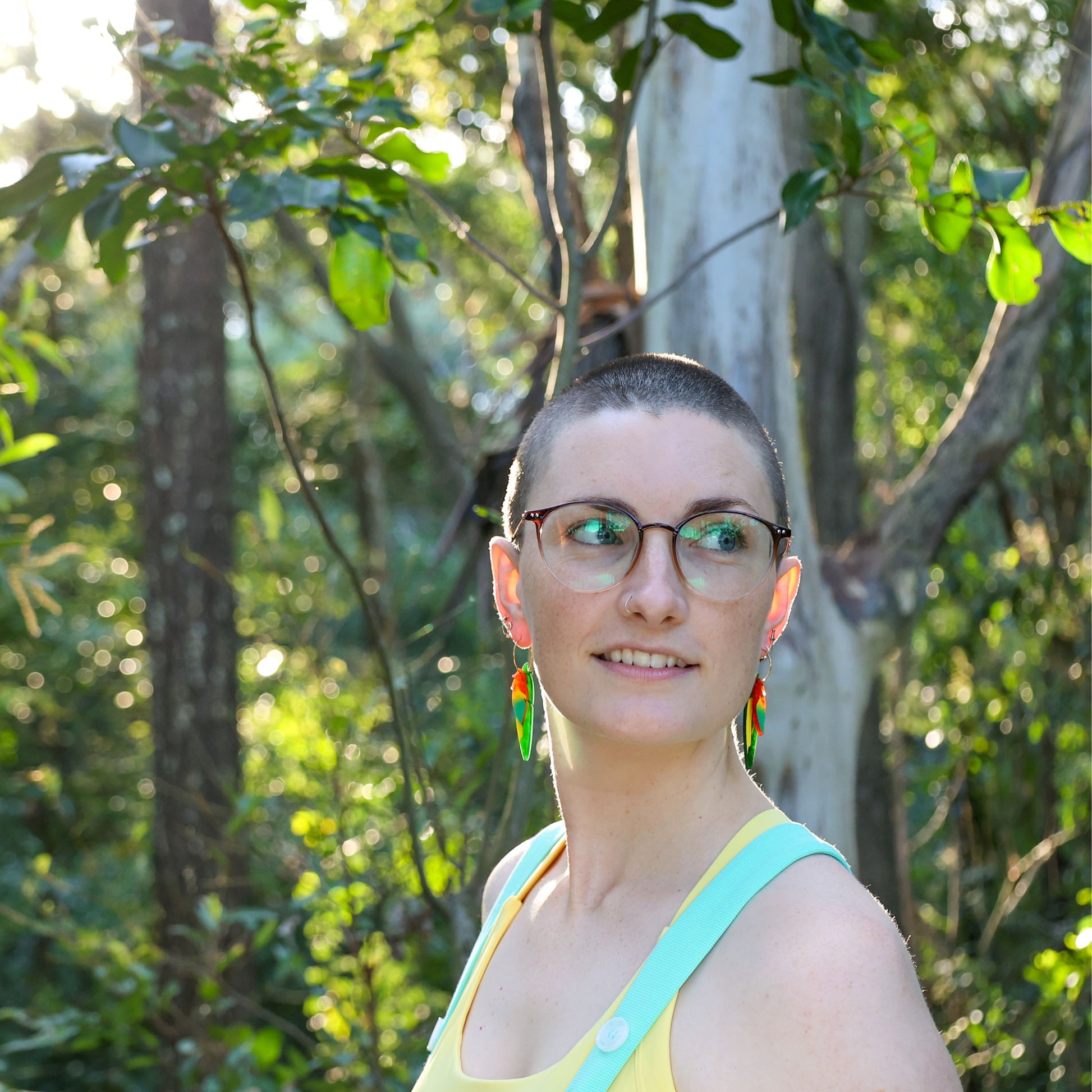 BINKABU Foraged Feathers - Rainbow Lorikeet handmade acrylic bird earrings