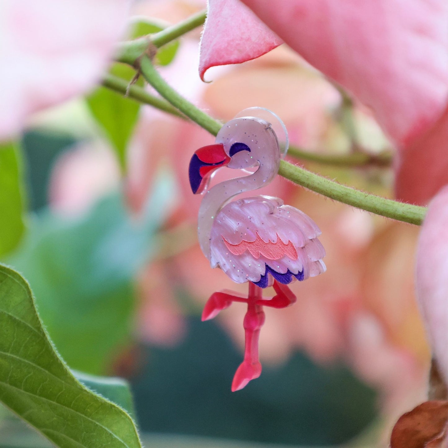 BINKABU Flamingo handmade acrylic bird earrings