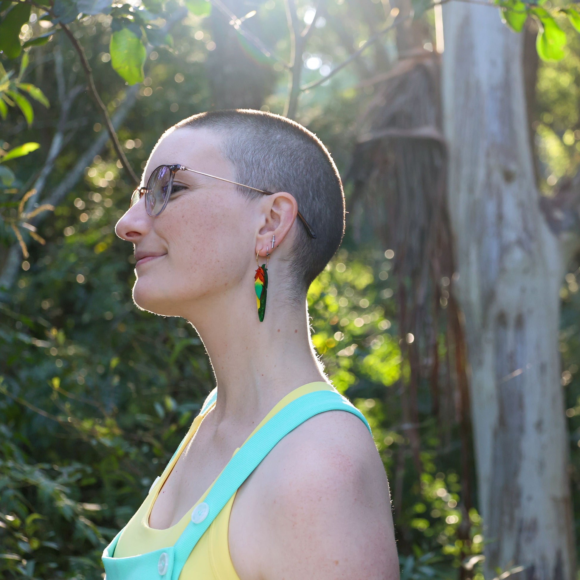 BINKABU Foraged Feathers - Rainbow Lorikeet handmade acrylic bird earrings