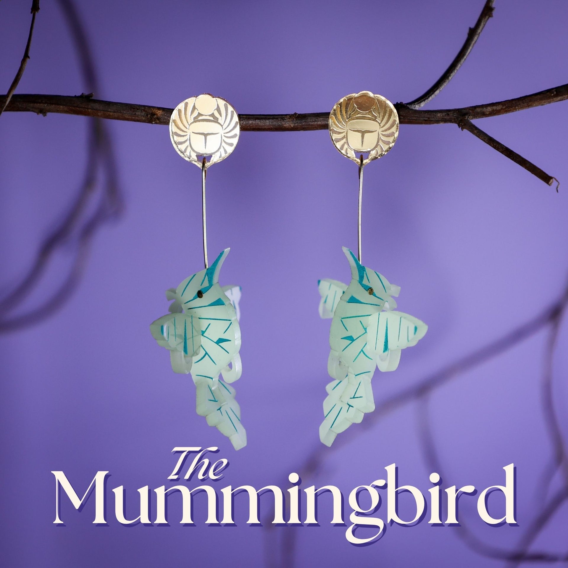 BINKABU The Mummingbird  handmade acrylic bird earrings