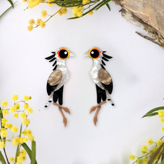 BINKABU Secretary Bird handmade acrylic bird earrings