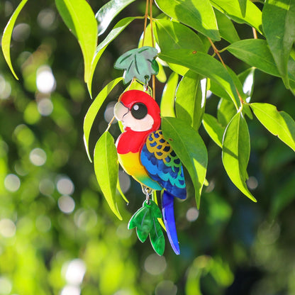 BINKABU Eastern Rosella handmade acrylic bird earrings