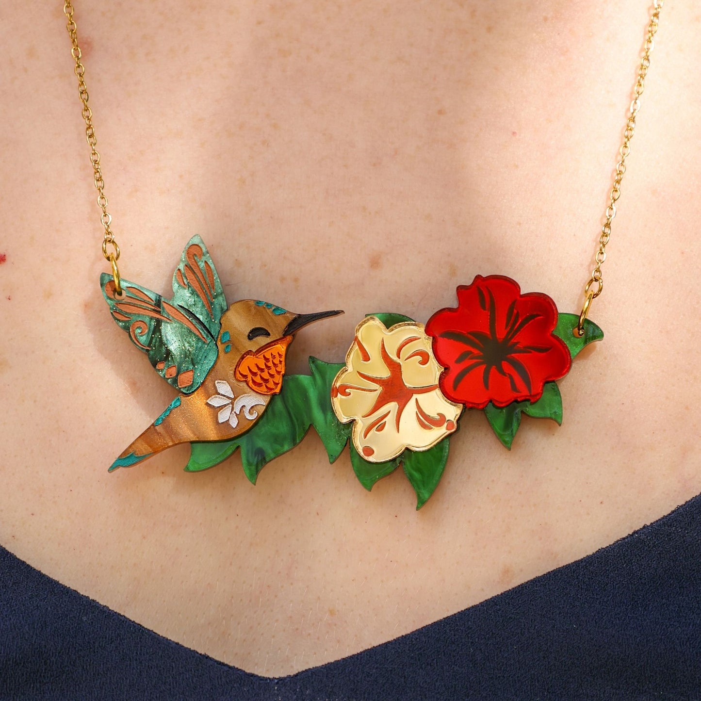 BINKABU Allen’s Hummingbird handmade acrylic bird earrings