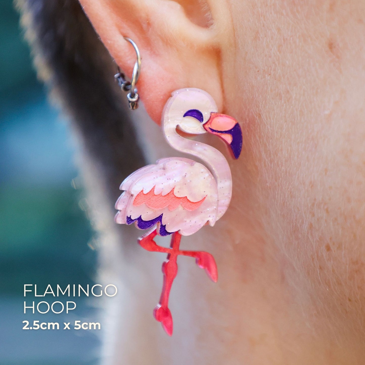 BINKABU Flamingo handmade acrylic bird earrings