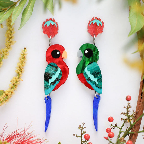 Bonsny Acrylic Flying Red-and-green Macaw Parrot Bird Earrings Big Long  Dangle Drop Tropic Animal Jewelry For Women Girls Teens - Dangle Earrings -  AliExpress