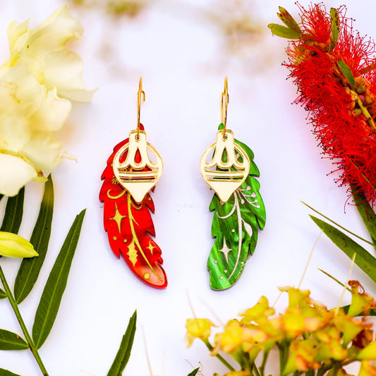 BINKABU Christmas Feather Earrings