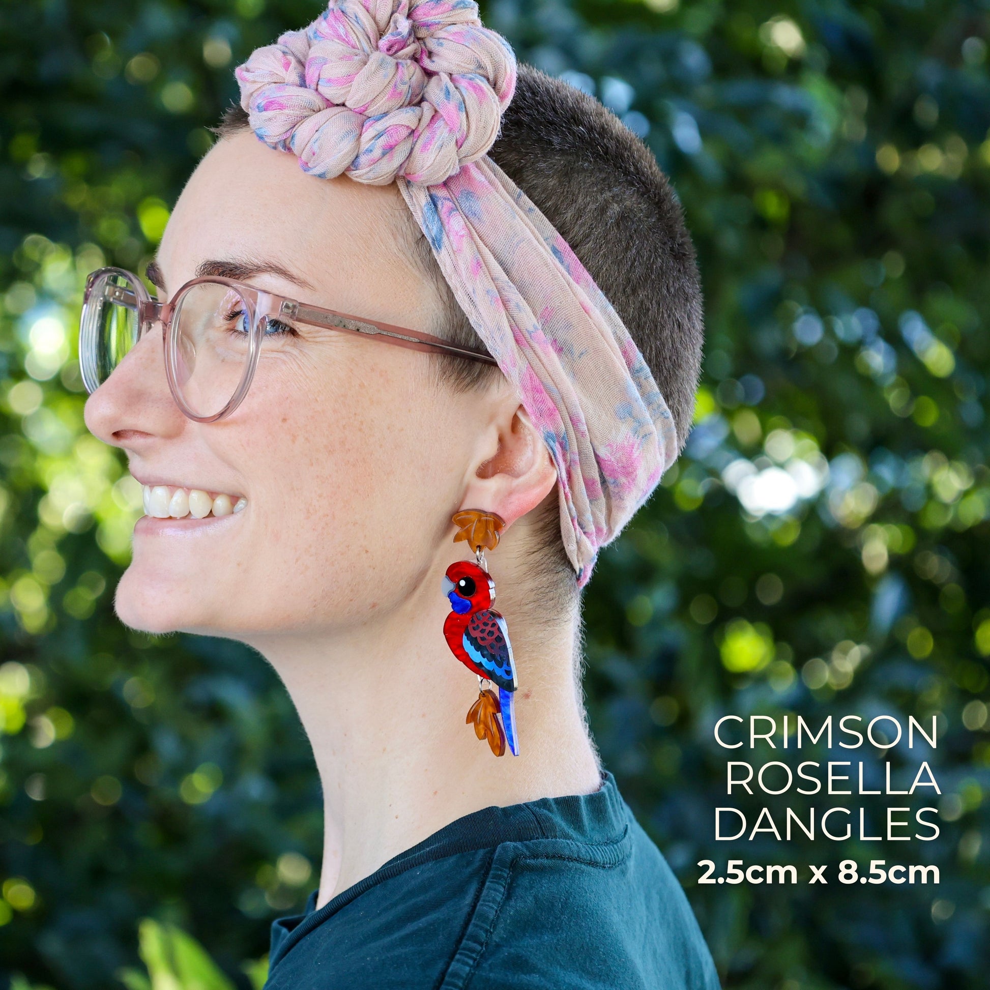 BINKABU Crimson Rosella handmade acrylic bird earrings