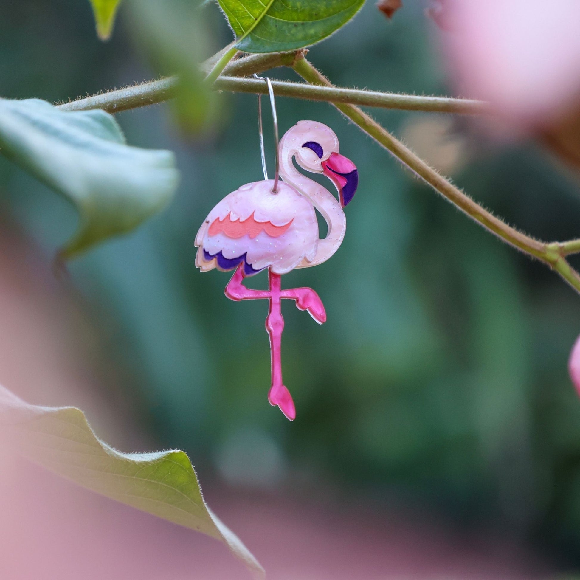 BINKABU Flamingo handmade acrylic bird earrings