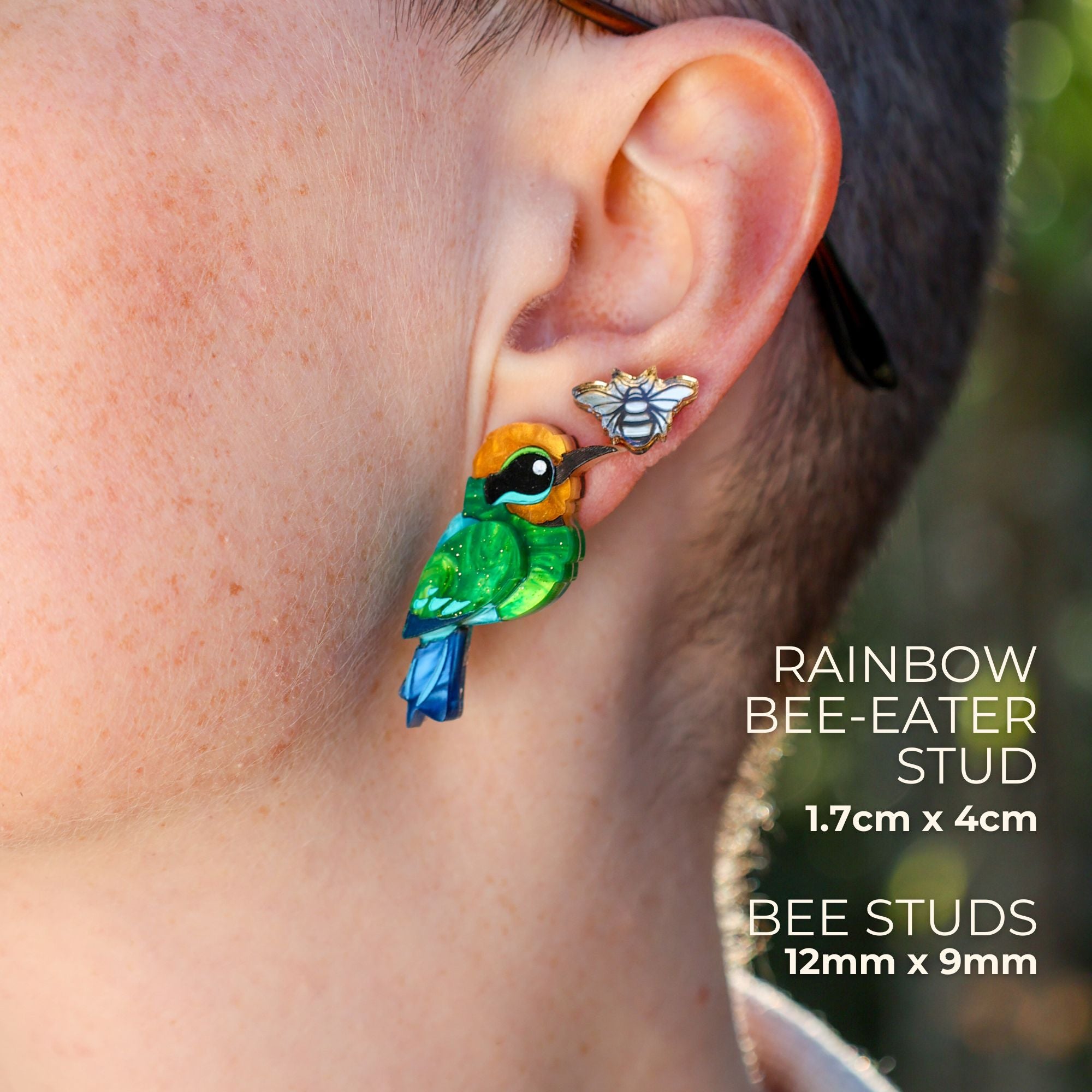 BINKABU Rainbow Bee Eater Studs Mini Golden Bee Stud Earrings