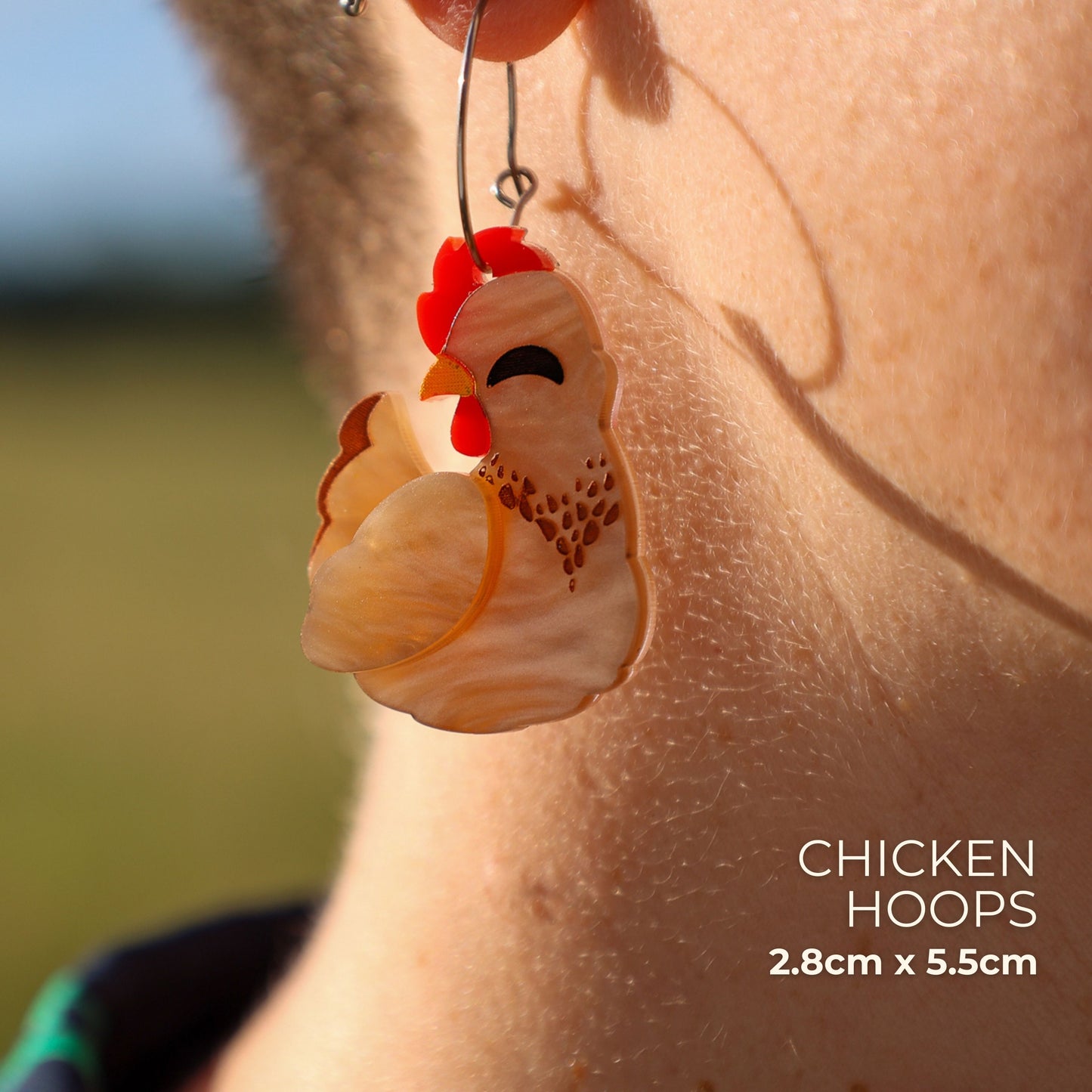 BINKABU Hen Chicken Handmade Acrylic Bird Earrings