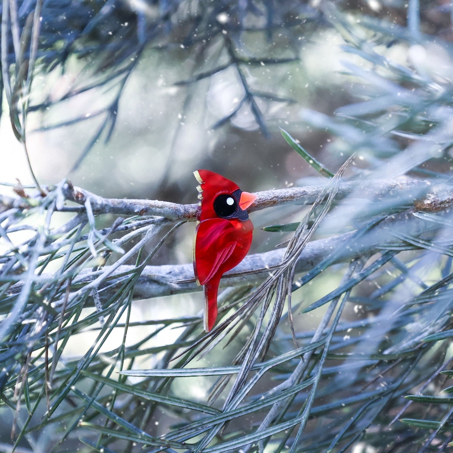 BINKABU Northern Cardinal Studs handmade acrylic bird earrings