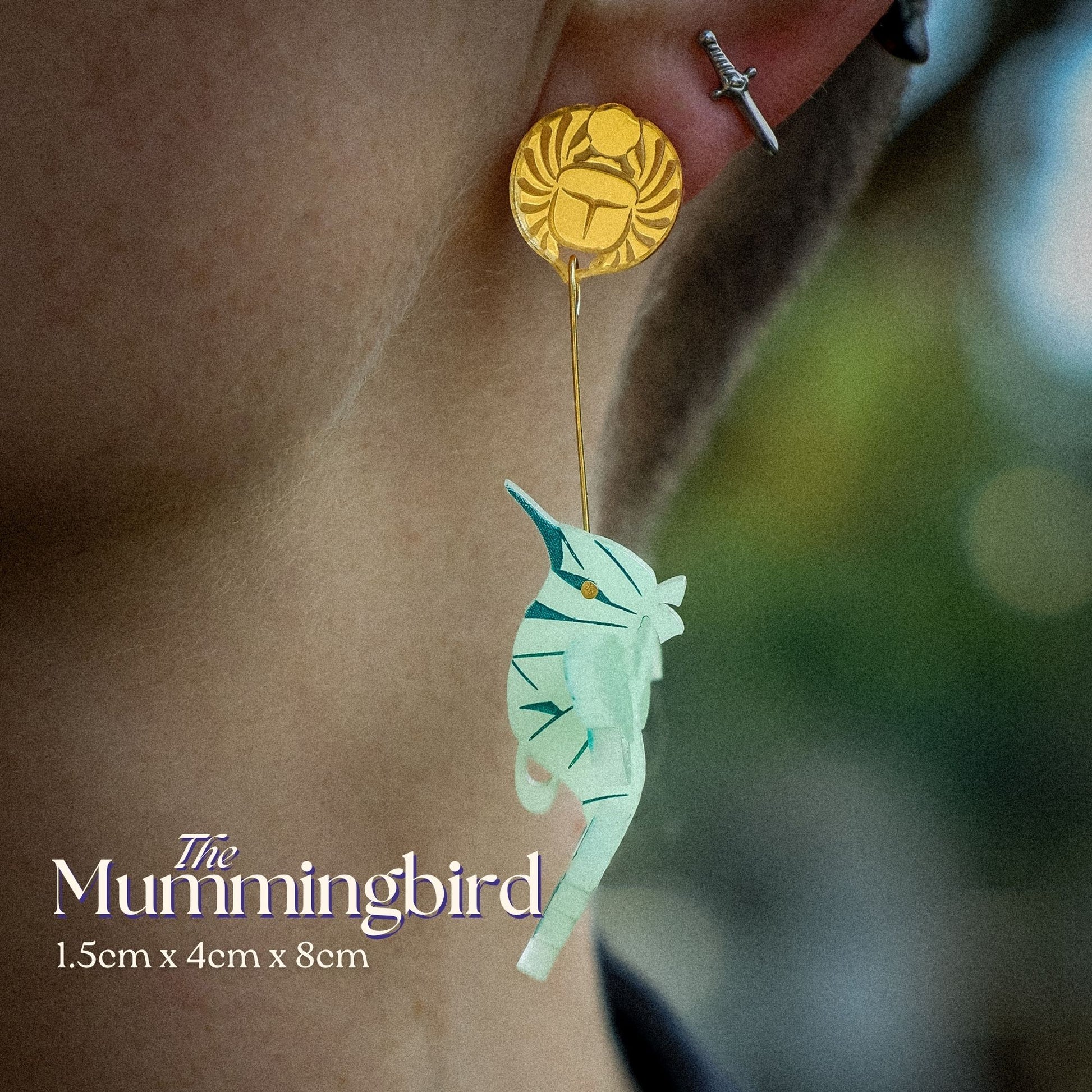 BINKABU The Mummingbird  handmade acrylic bird earrings