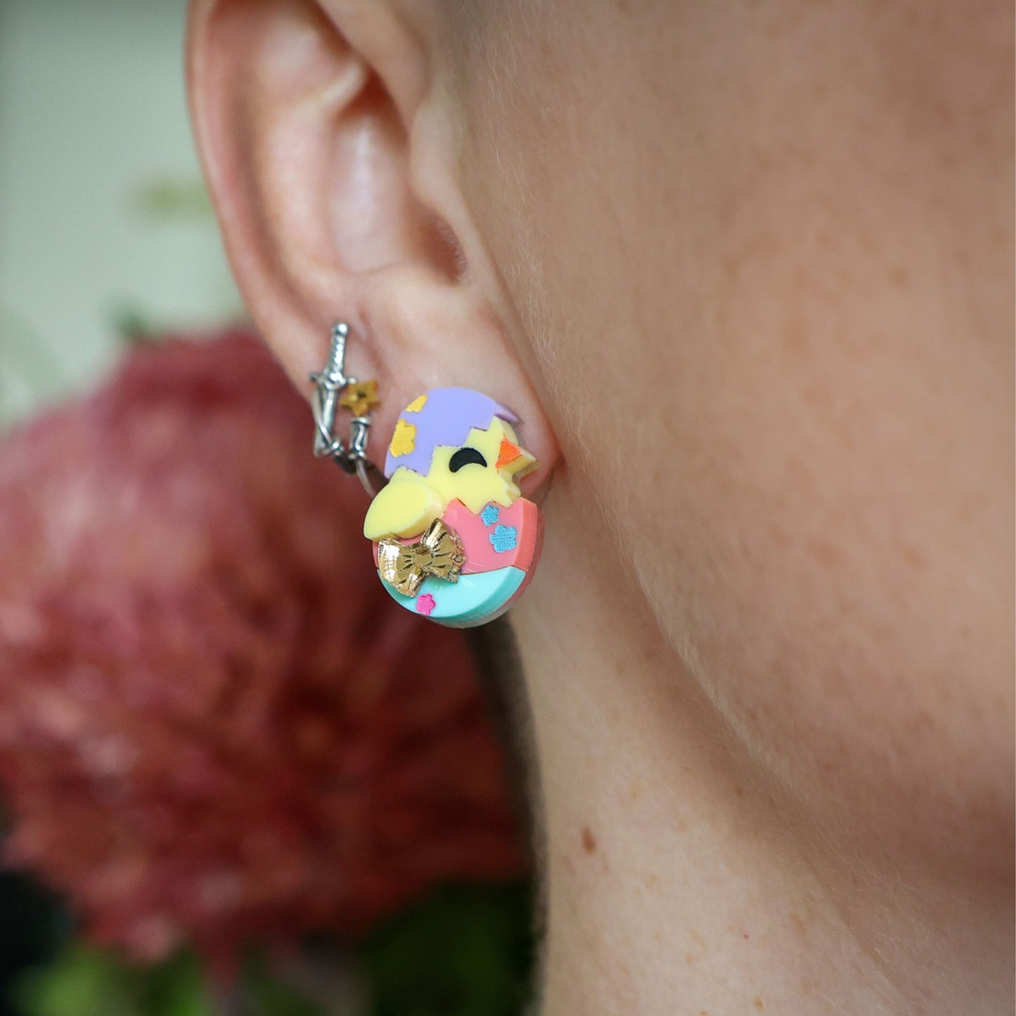 BINKABU Easter Egg Chicks Handmade Acrylic Bird Earrings