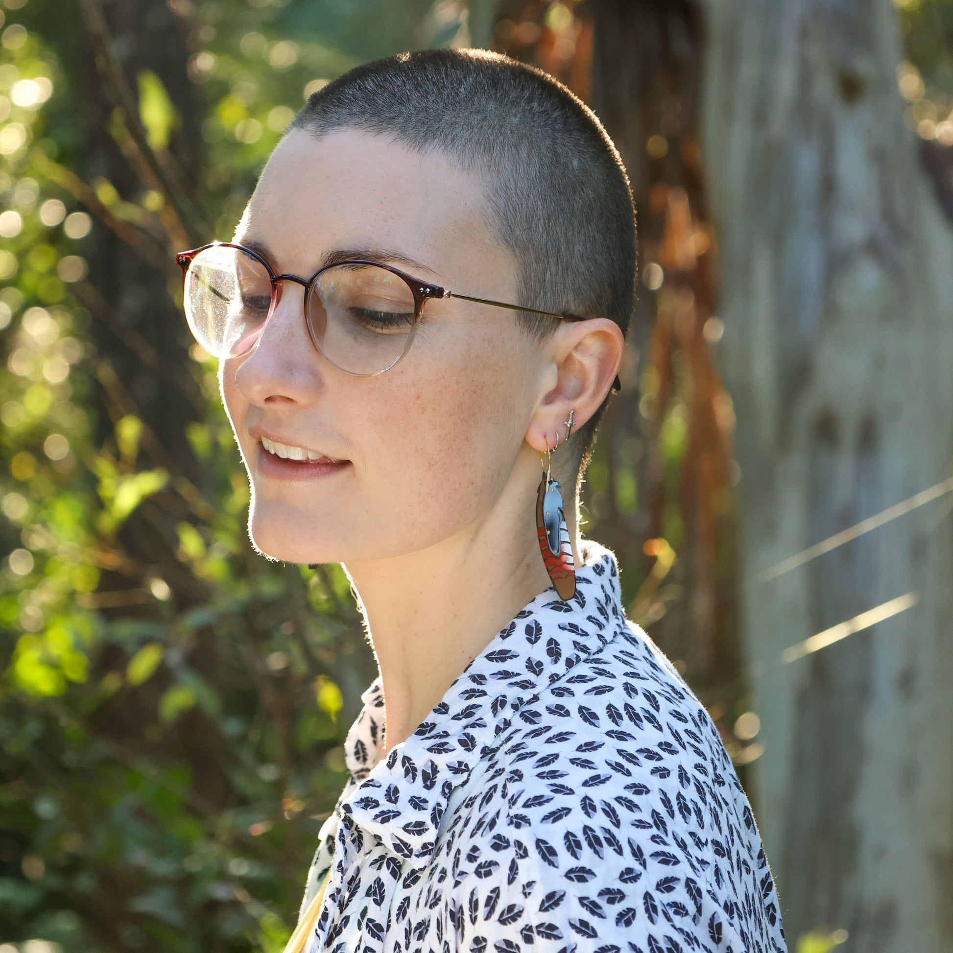 BINKABU Foraged Feathers - Red-Tailed Black Cockatoo handmade acrylic bird earrings