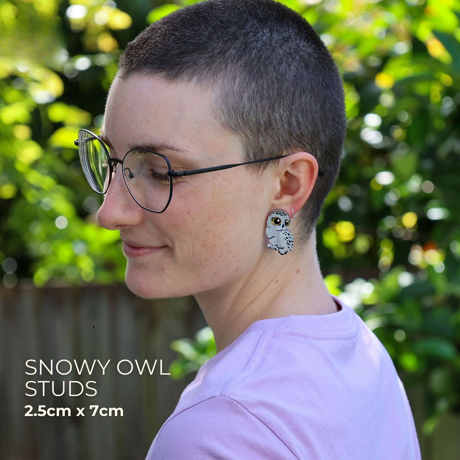 BINKABU Snowy Owl handmade acrylic bird earrings
