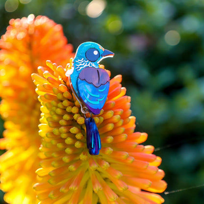 BINKABU Tūī Dangle handmade acrylic bird earrings