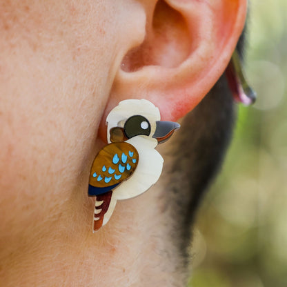 BINKABU Kookaburra Studs handmade acrylic bird earrings