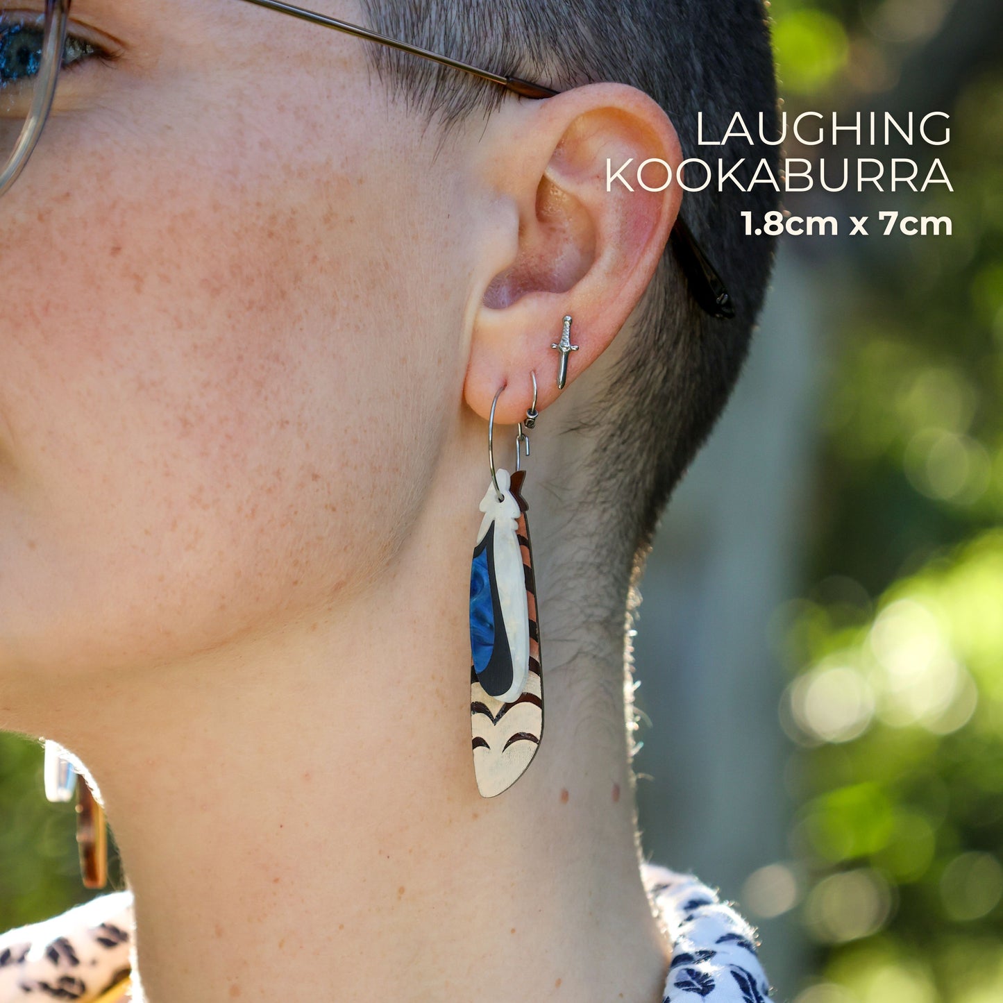 BINKABU Foraged Feathers - Laughing Kookaburra handmade acrylic bird earrings