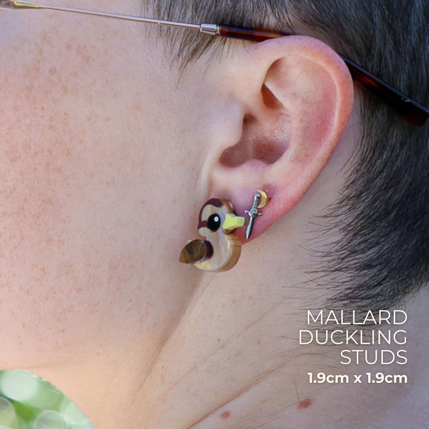 BINKABU Mallard Duckling Handmade Acrylic Bird Earrings