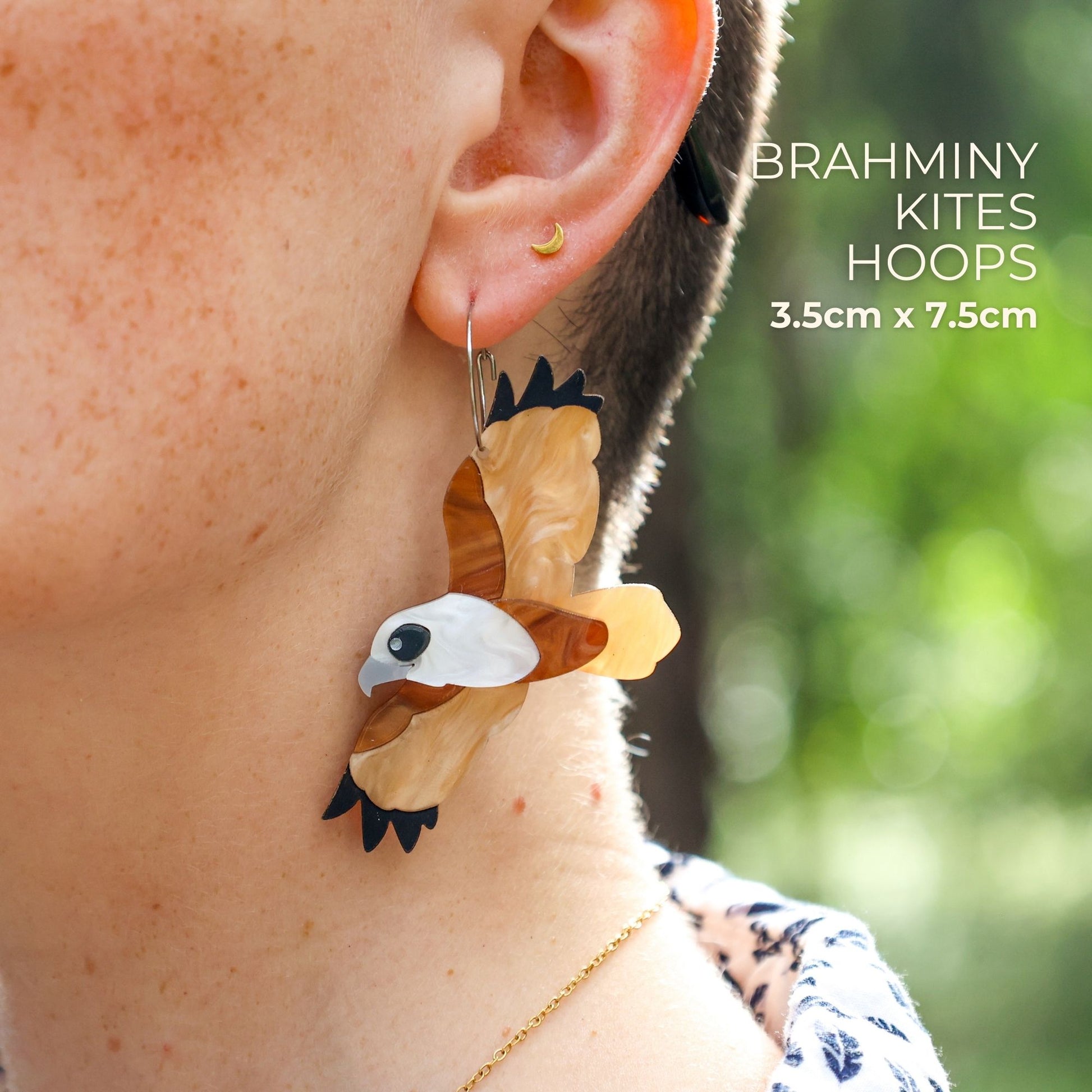 BINKABU Brahminy Kite Hoops handmade acrylic bird earrings