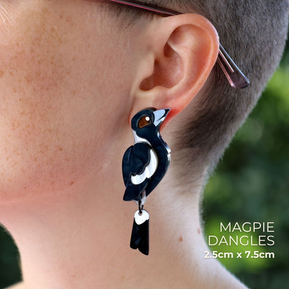 BINKABU Magpie handmade acrylic bird earrings