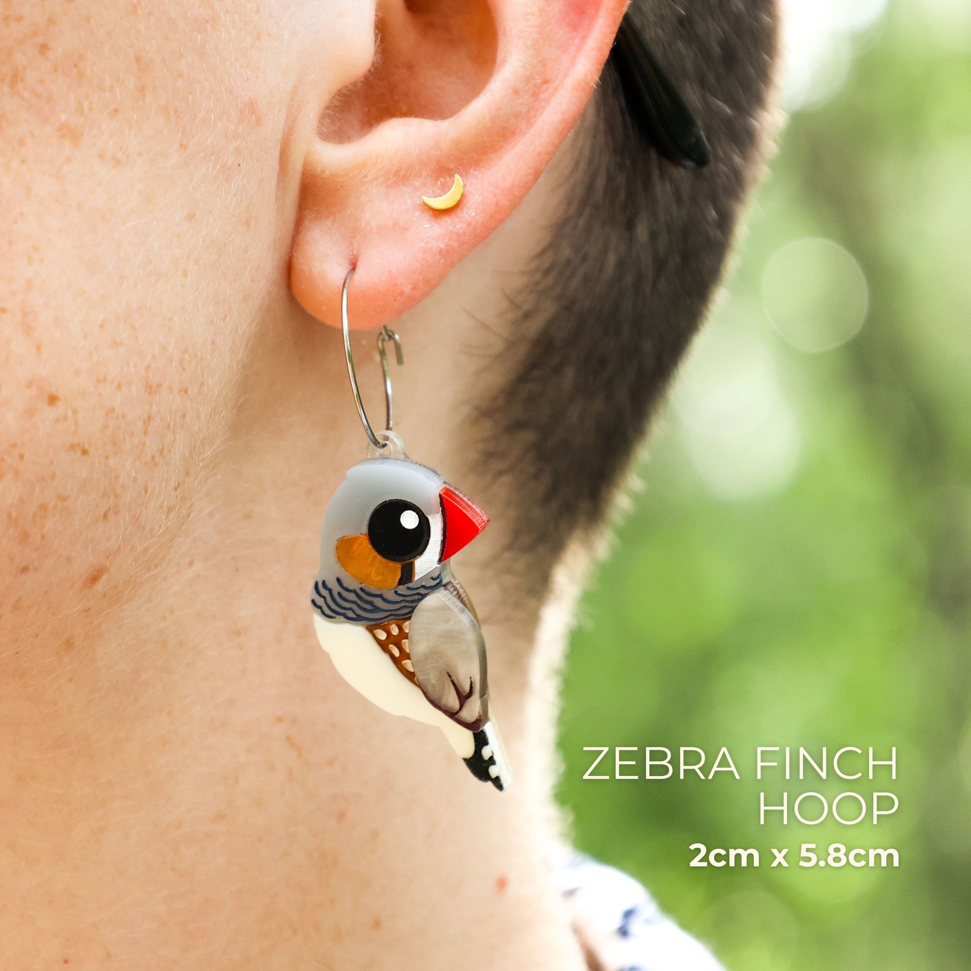 BINKABU Zebra Finch Handmade Acrylic Bird Earrings