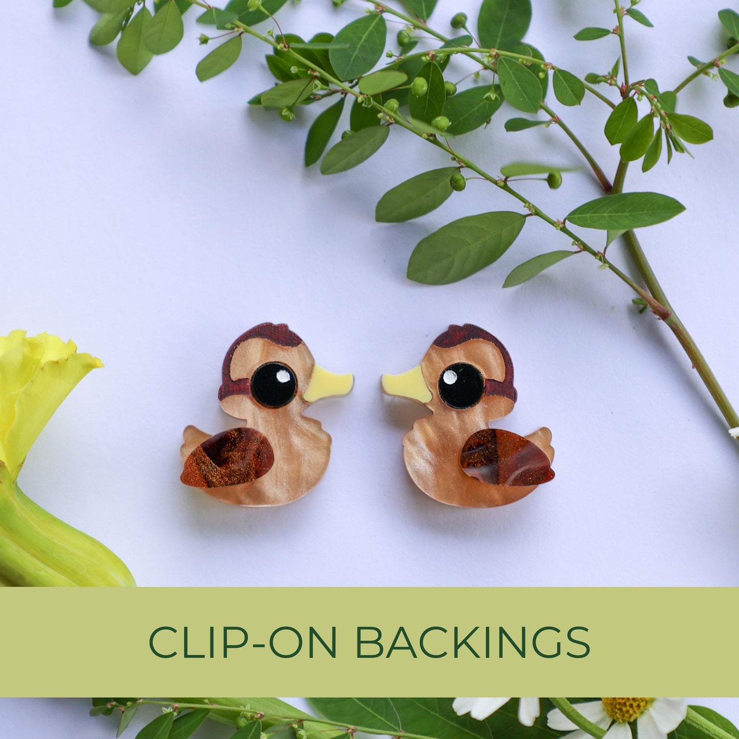 BINKABU Mallard Duckling Handmade Acrylic Bird Earrings