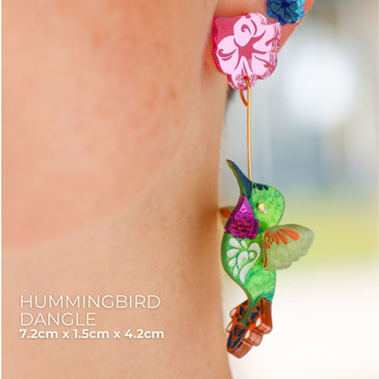 BINKABU Broad-tailed Hummingbird handmade acrylic bird earrings