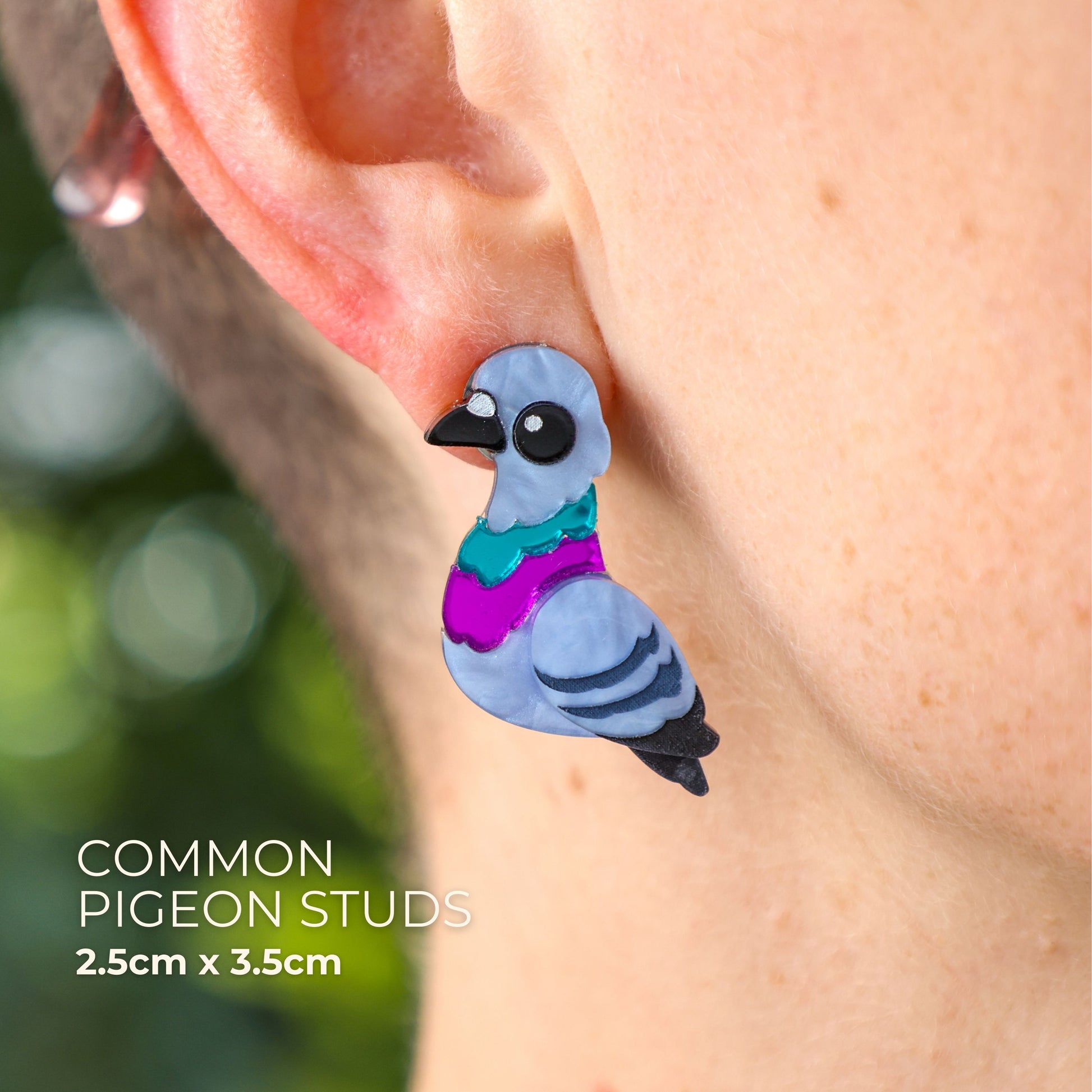 BINKABU Common Pigeon Studs handmade acrylic bird earrings