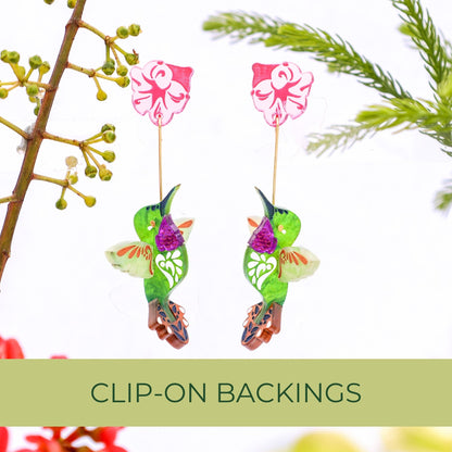 BINKABU Broad-tailed Hummingbird handmade acrylic bird earrings