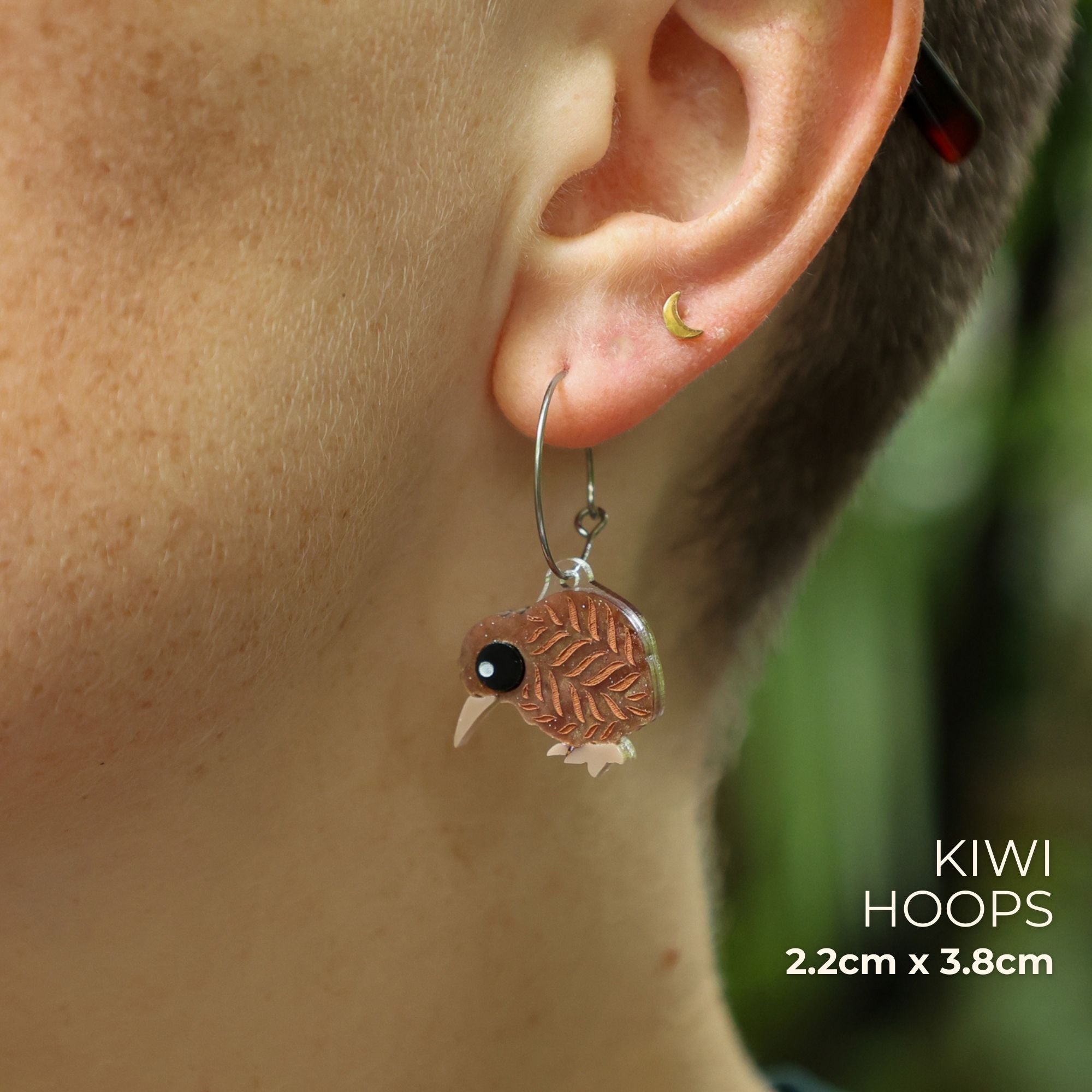 BINKABU Acrylic Kiwi Earrings New Zealand Bird Earrings