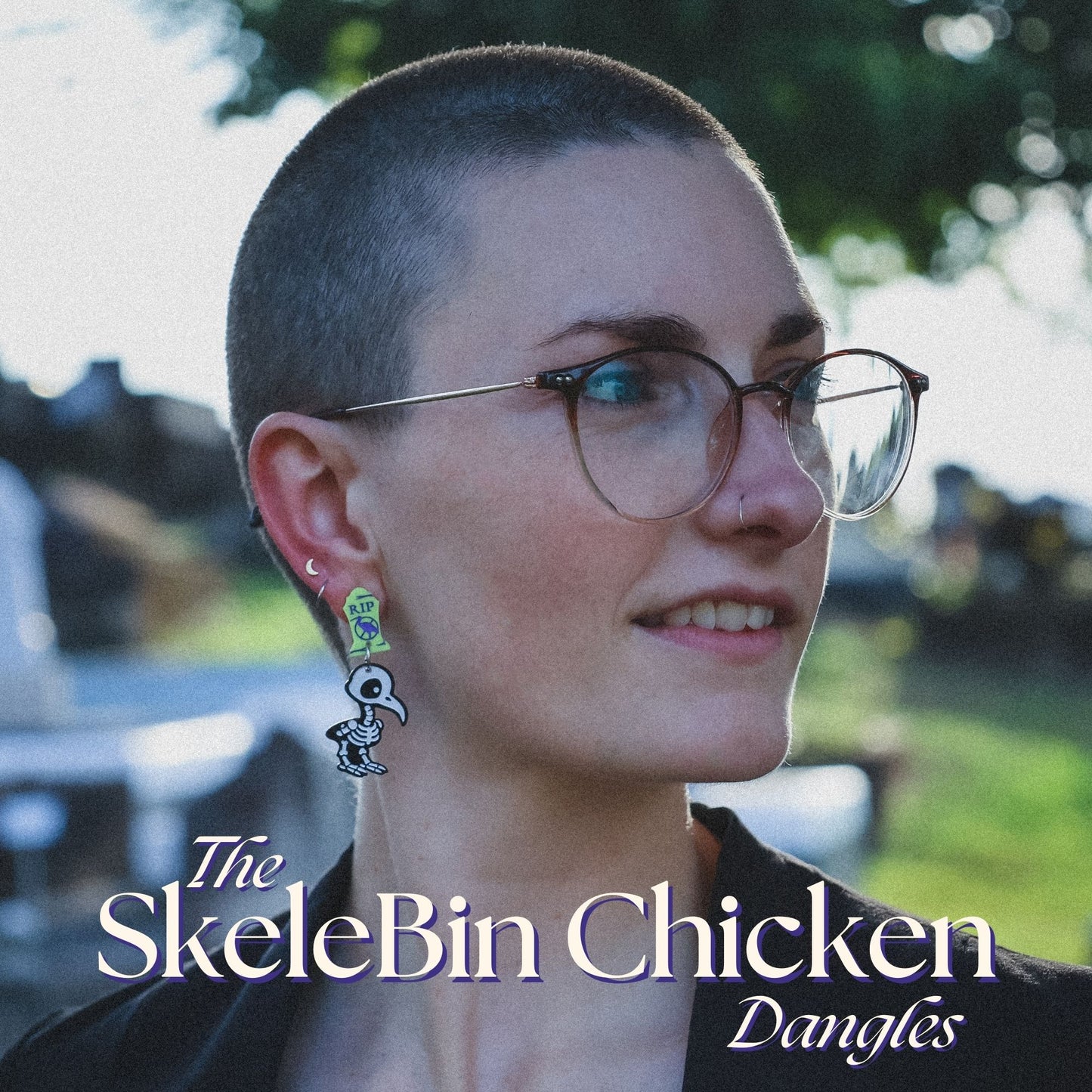 BINKABU SkeleBin Chicken handmade acrylic bird earrings