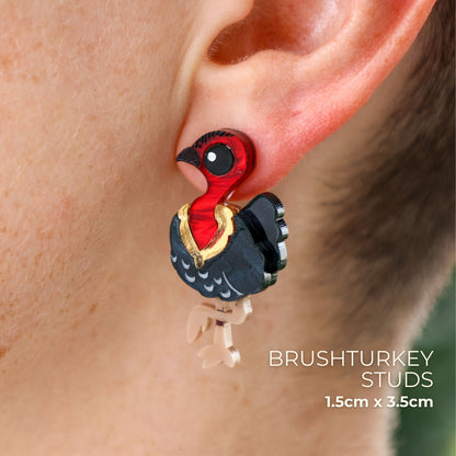 BINKABU Brushturkey Studs handmade acrylic bird earrings