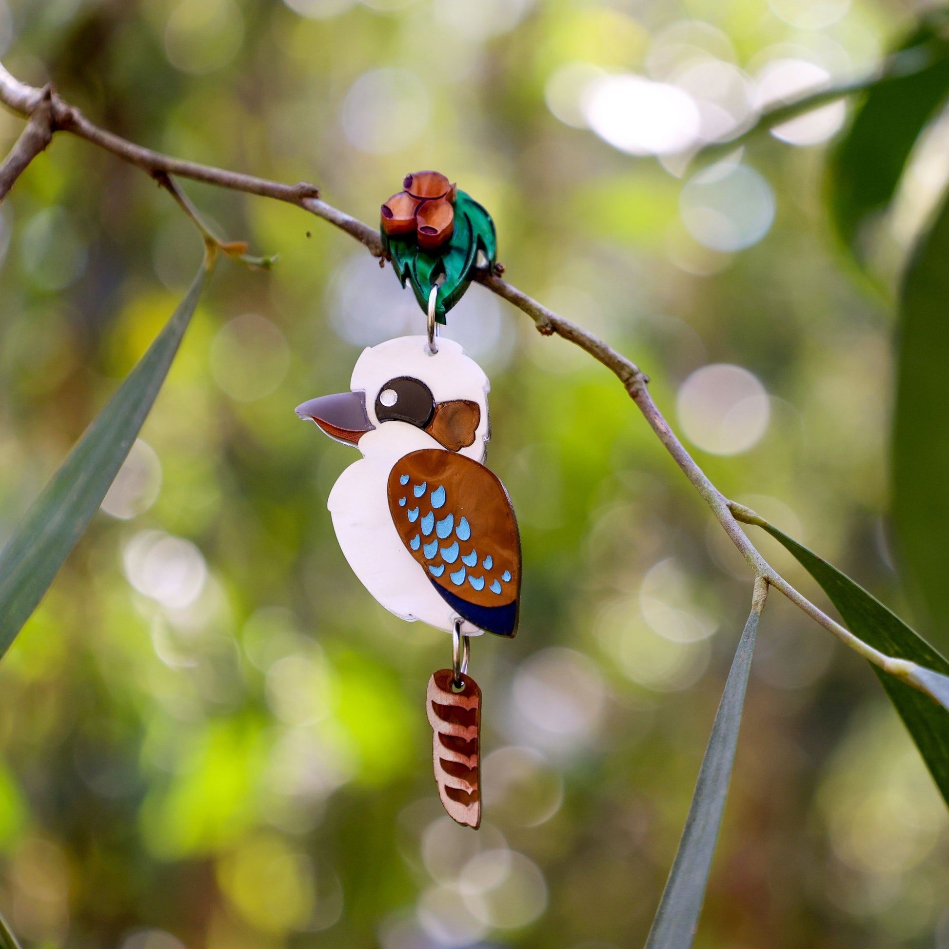 BINKABU Kookaburra handmade acrylic bird earrings