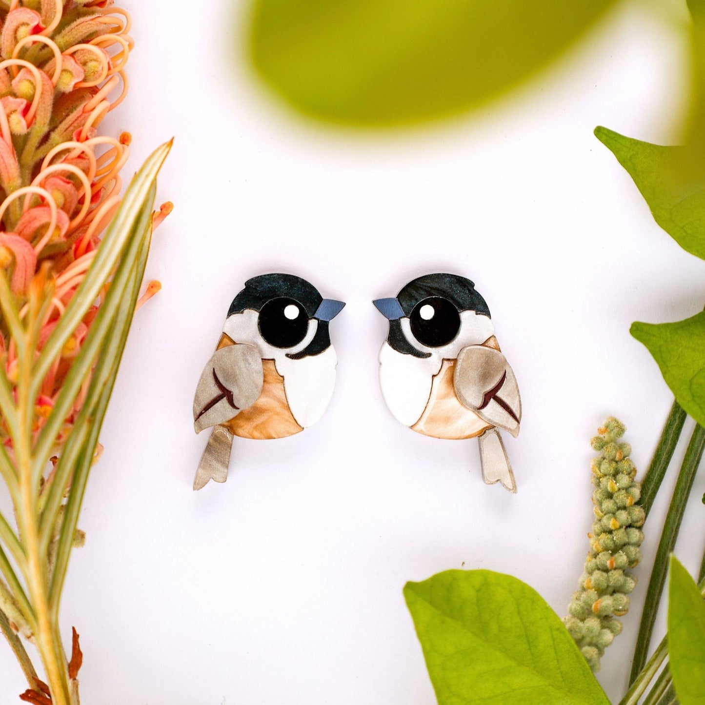 Black-Capped Chickadee Studs - North American Bird Earrings