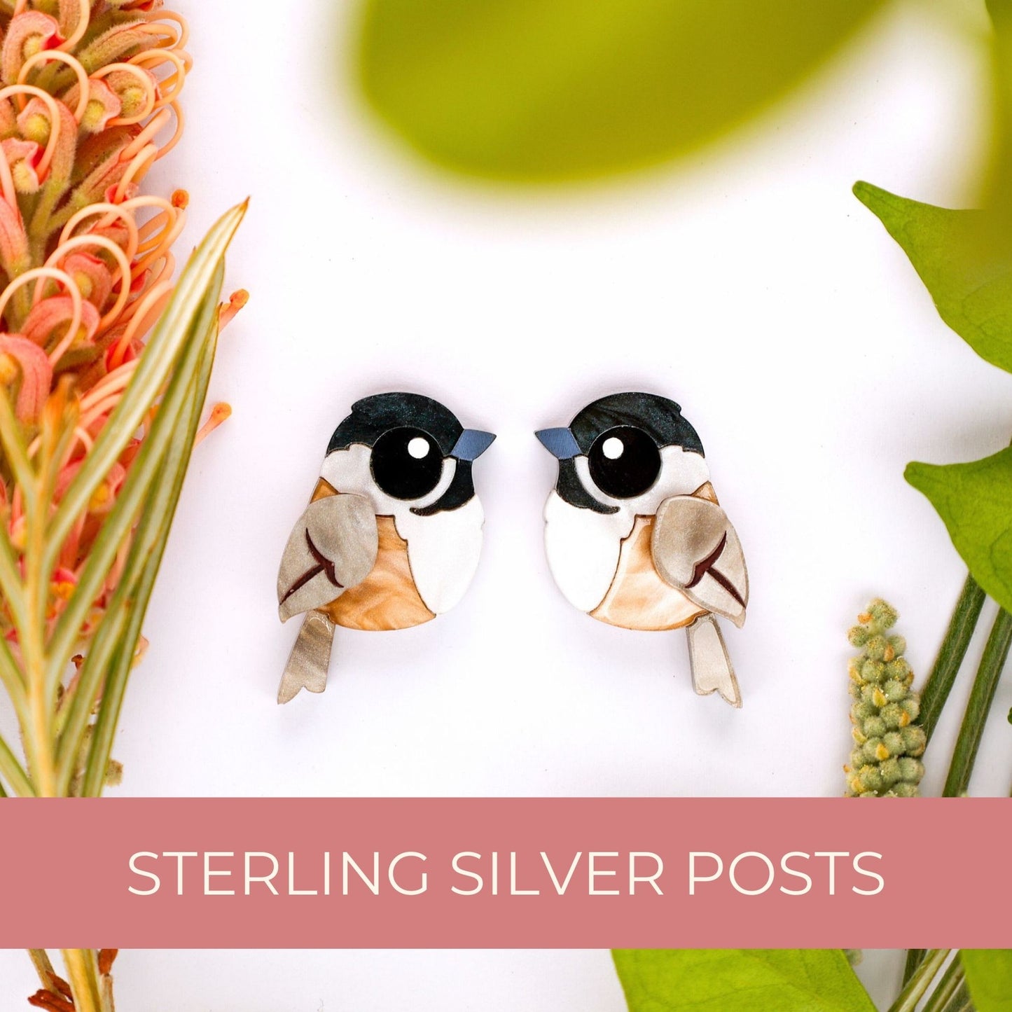 Black-Capped Chickadee Studs - North American Bird Earrings