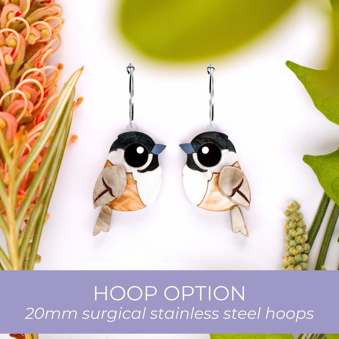 Black-Capped Chickadee Studs - North American Bird Earrings