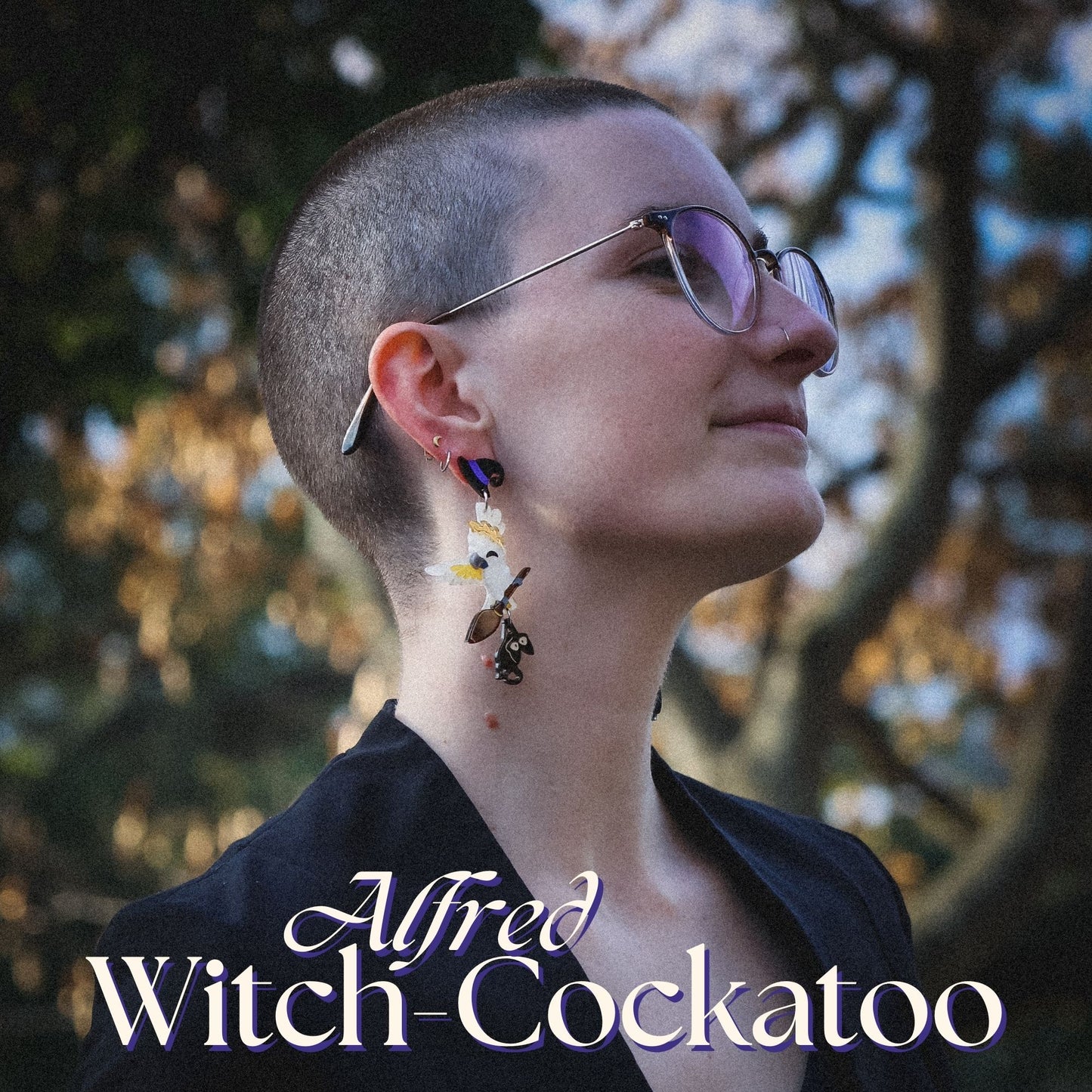 BINKABU Alfred Witch-Cockatoo handmade acrylic bird earrings